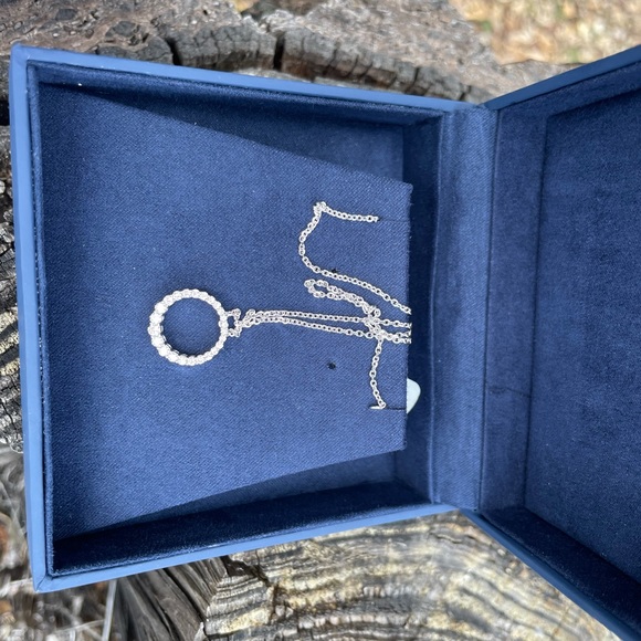 White Gold and Diamond Circle Necklace - Picture 5 of 5